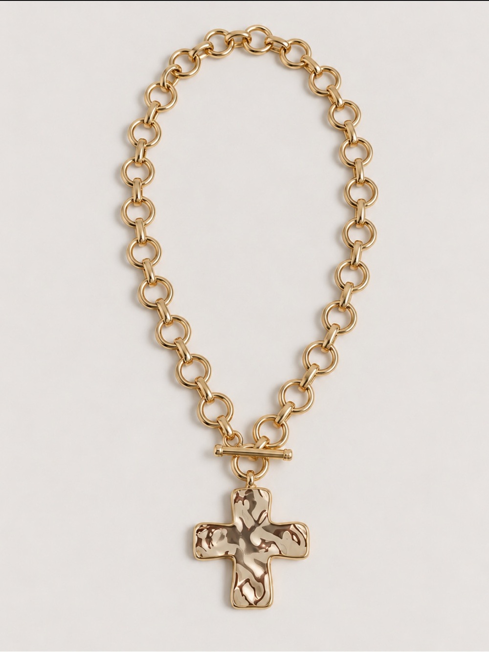 New! Gold Link Chain Cross Statement Necklace NWOT 4002